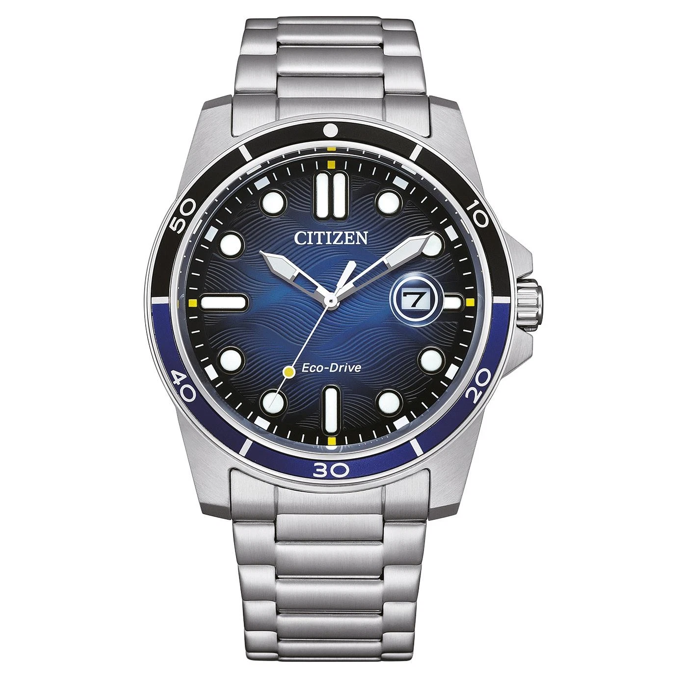 Relógio Citizen masculino Marine 1810 Eco-Drive mostrador azul - AW1810-85L