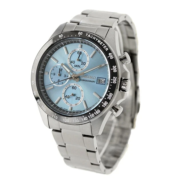 SEIKO Spirit SBTR029 cronógrafo mostrador azul gelo relógio masculino 10 ATM Water