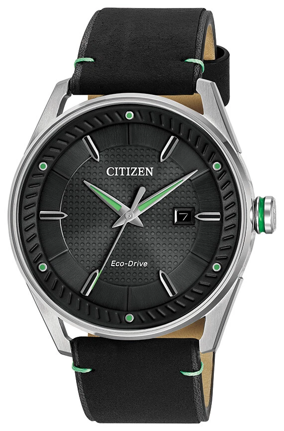 Citizen Eco-Drive CTO relógio masculino pulseira de couro preto 42mm BM6980-08E